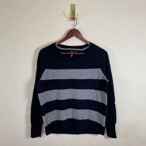 Apt. 9 100% Cashmere Black and Gray Striped Sweater Women's Large Minimalist